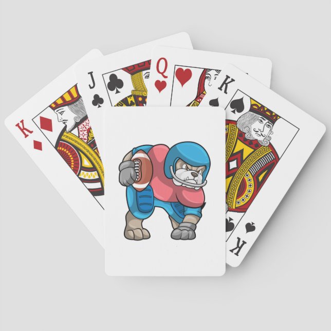 Jeu De Cartes Bulldog au sport avec football et casque (dos)