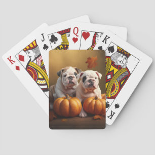 Jeu De Cartes Bulldog Chiot Automne Citrouille de plaisir