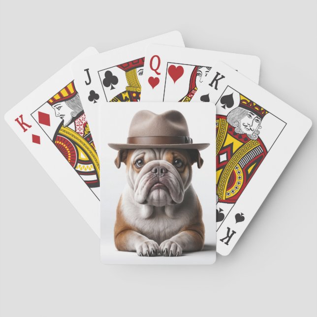 Jeu De Cartes Bulldog Wearing a Fedora  (dos)