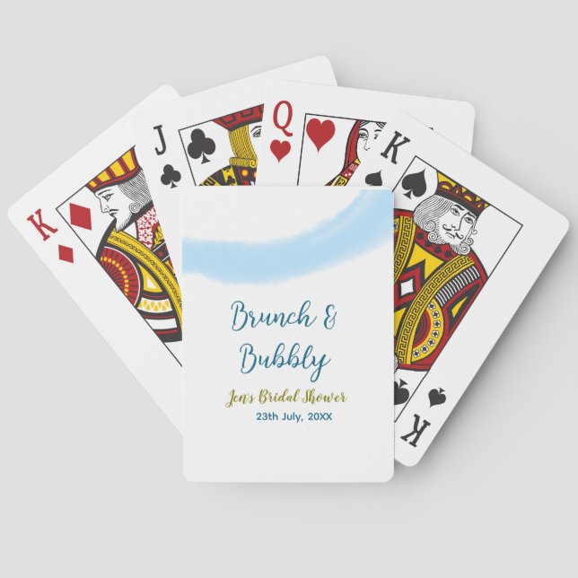 Jeu De Cartes Bulle d'aquarelle dorée bleue et thème de brunch p (dos)