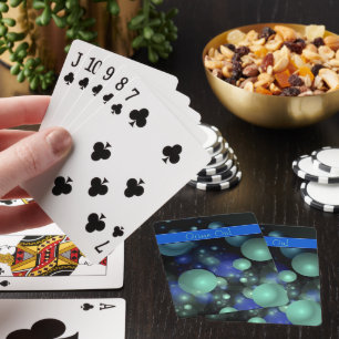 Jeu De Cartes Bulles 3D bleues et vertes sur noir personnalisées