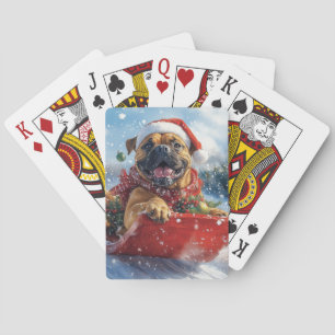 Jeu De Cartes Bullmastiff Chien dans la corniche Laissez-le neig