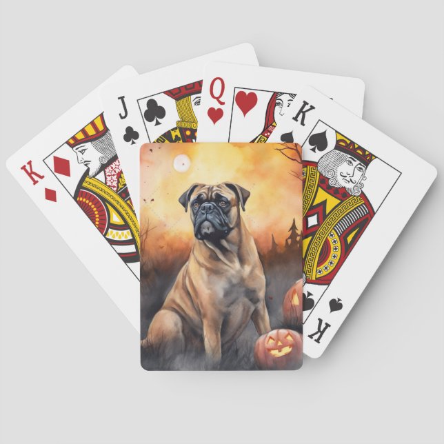 Jeu De Cartes Bullmastiff d'Halloween avec la peur Citrouille (dos)