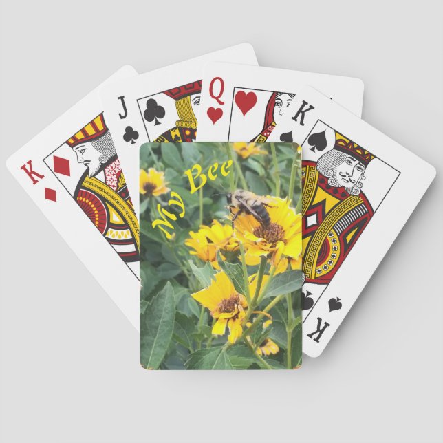 Jeu De Cartes Bumblebee pollinise une fleur jaune (dos)