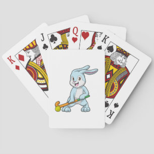 Jeu De Cartes Bunny au hockey sur gazon avec bâton de hockey