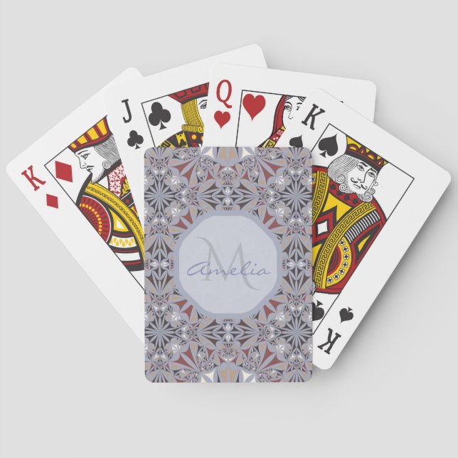 Jeu De Cartes Burgundy and Grey Elegant Pattern Personalised (dos)