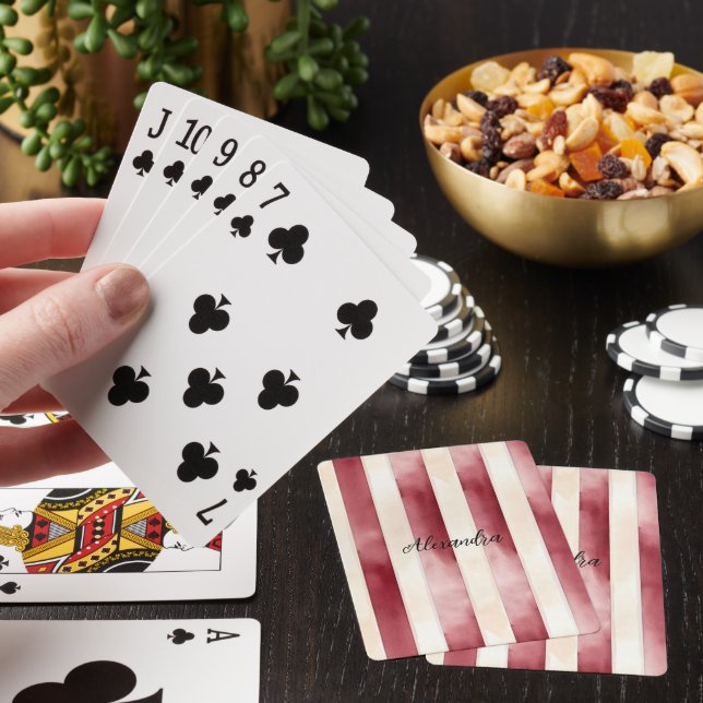 Jeu De Cartes Burgundy Crème rayures (In Situ)