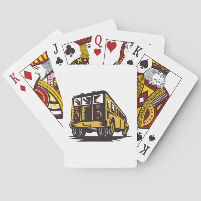 Jeu De Cartes Bus scolaire Retro Vintage Jaune (dos)
