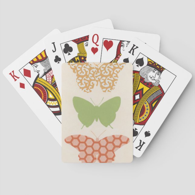 Jeu De Cartes Butterfly Patterns on Cream Background (dos)