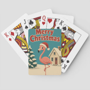 Jeu De Cartes Cabane de neige de flamant rose pour Noël animal