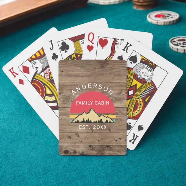 Jeu De Cartes Cabine de famille Rustic Retro Trees Nom de famill (Créateur téléchargé)