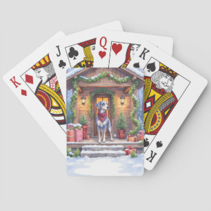 Jeu De Cartes Cabine de Porche de Noël à l'aquarelle Bluetick Co