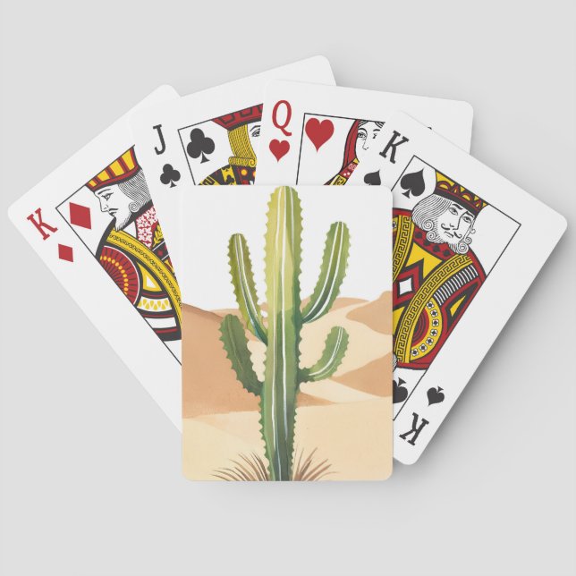 Jeu De Cartes Cactus du désert | Cactus verts à l'aquarelle (dos)