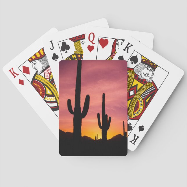 Jeu De Cartes Cactus du Saguaro au lever du soleil, Arizona (dos)