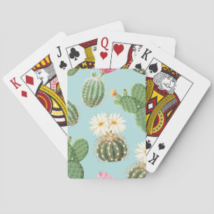 Jeu De Cartes Cactus, fleurs roses : décor clair
