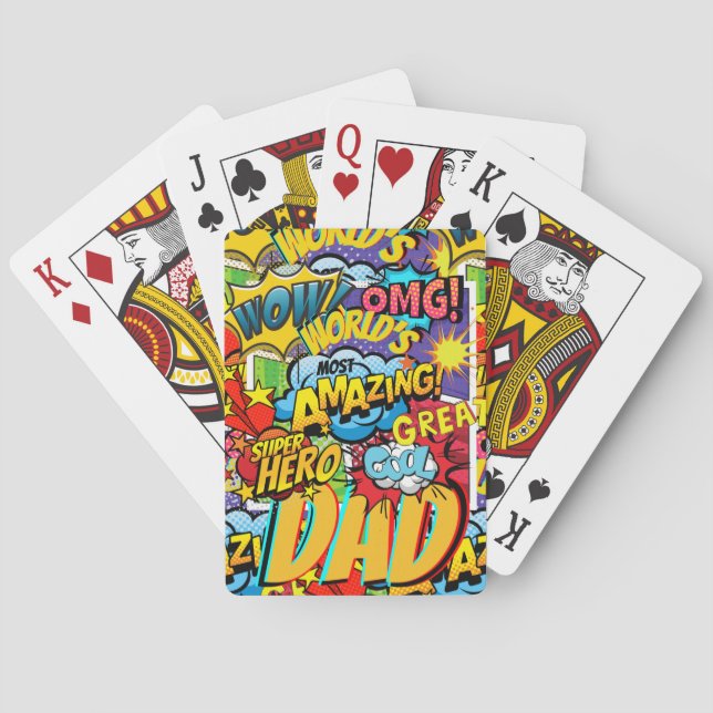 Jeu De Cartes Cadeau DAD de marque personnalisée - Comic Superhe (dos)
