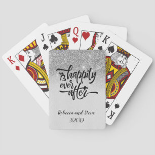 Jeu De Cartes Cadeau de mariage À jamais heureux Argenté