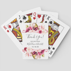 Jeu De Cartes Cadeau de mariage floral chic bordeaux et rose blu