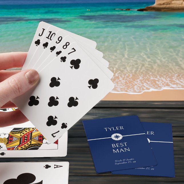 Jeu De Cartes Cadeau de mariage nautique pour garçon d'honneur (Nautical wedding best man poker cards - or personalize for anyone in your wedding party)