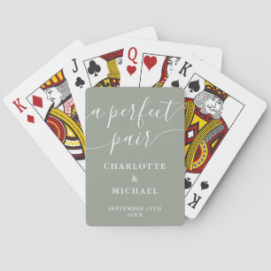 Jeu De Cartes Cadeau de mariage vert sauge Une Paire Parfaite