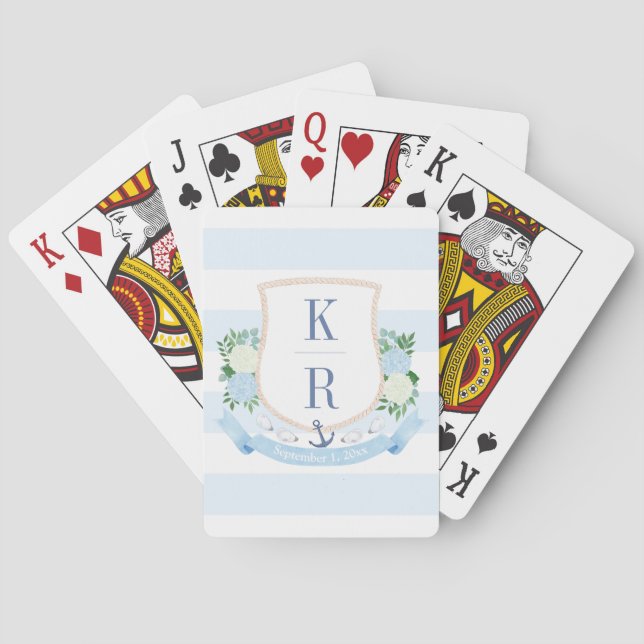 Jeu De Cartes Cadeau de monogramme de mariage Coastal Chic (dos)
