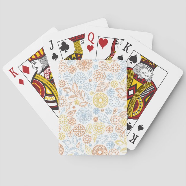 Jeu De Cartes Cadeau de Noël Fleurs Abstraites sur blanc (dos)