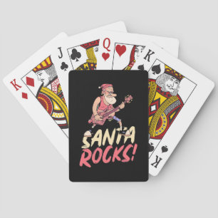 Jeu De Cartes Cadeau de Noël Père Noël Rocks Guitare
