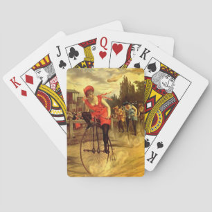 Jeu De Cartes Cadeau de plateau de femme de course cycliste de v
