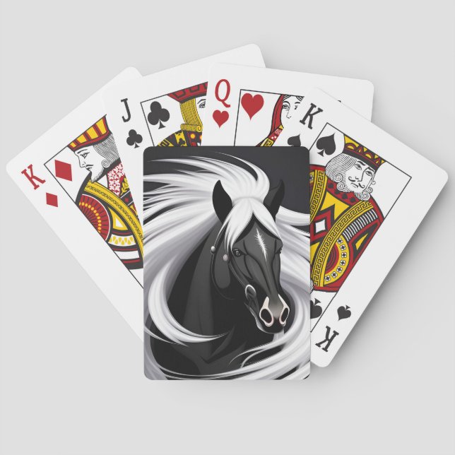 Jeu De Cartes Cadeau de poker Black Horse pour les joueurs de ca (dos)