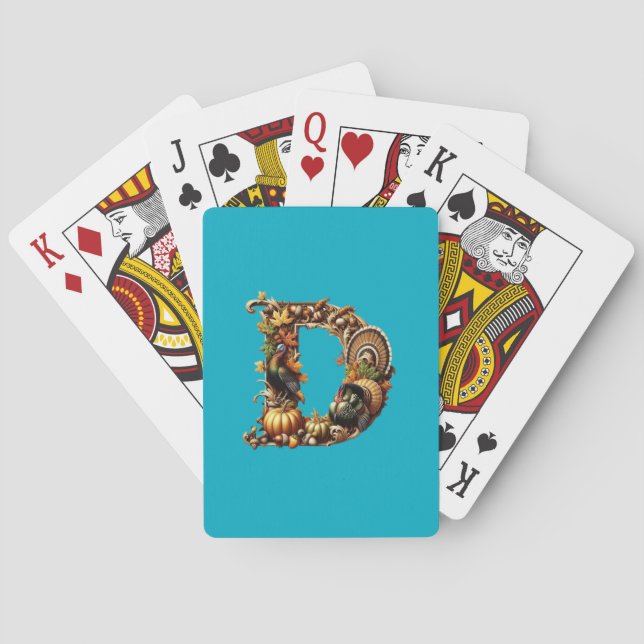 Jeu De Cartes Cadeau de Thanksgiving avec la lettre D (dos)