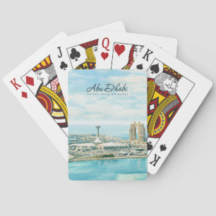 Jeu De Cartes Cadeau de voyage à l'aquarelle sur la skyline d'Ab