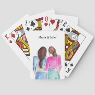 Jeu De Cartes Cadeau du meilleur ami de Noël Deux filles brunes