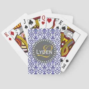 Jeu De Cartes Cadeau monogramme moderne bleu marine turquoise ca