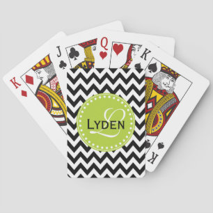 Jeu De Cartes cadeau monogramme moderne chevron noir jouer aux c