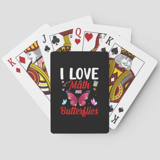 Jeu De Cartes Cadeau Papillon | J'aime les Maths et les Papillon (dos)