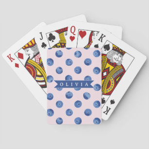 Jeu De Cartes Cadeau Personnalisé Aquarelle Myrtille Bleue Migno