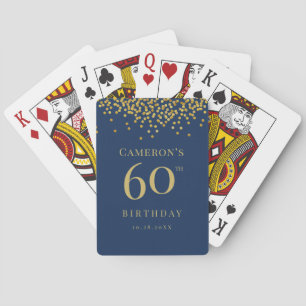 Jeu De Cartes Cadeau personnalisé de 60 ans avec confettis bleus