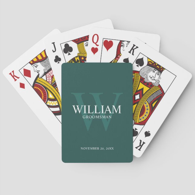 Jeu De Cartes Cadeau Personnalisé pour Garçons d'Honneur Monogra (dos)