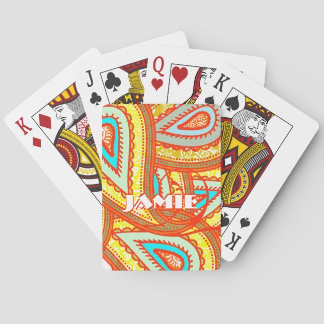 Jeu De Cartes Cadeaux à la menthe orange jaune moderne (dos)
