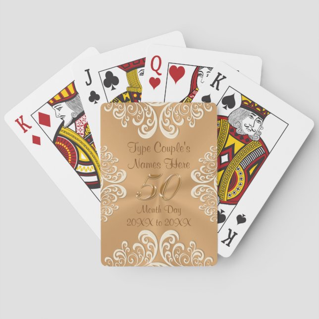 Jeu De Cartes Cadeaux bon marché du 50e anniversaire PERSONNALIS (dos)