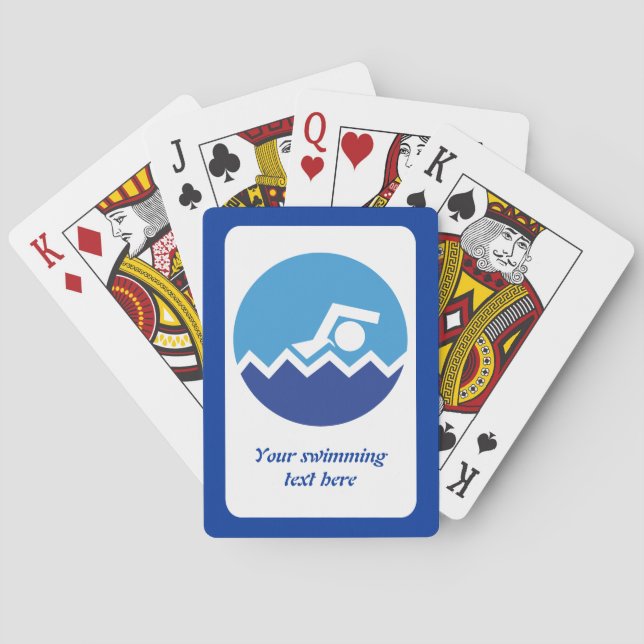 Jeu De Cartes Cadeaux de natation, nageur sur un cercle bleu per (dos)