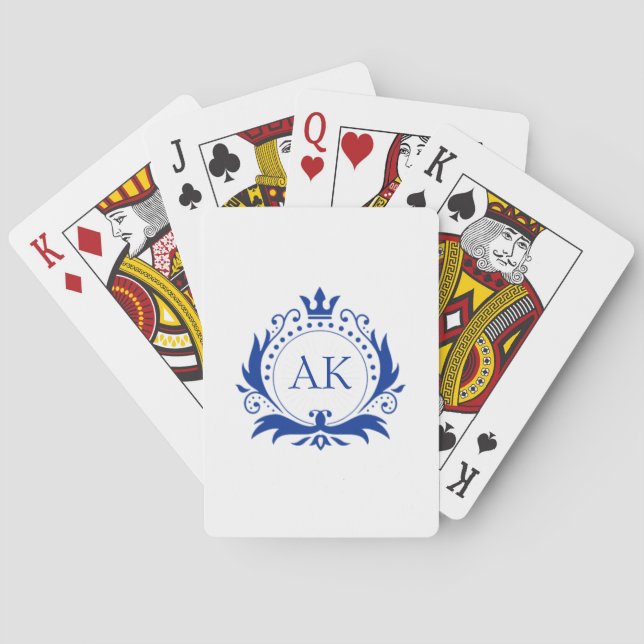 Jeu De Cartes Cadre et Couronne de luxe bleu élégant (dos)