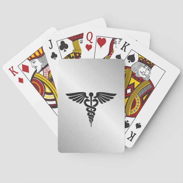 Jeu De Cartes Caducée Médicale en argent (dos)