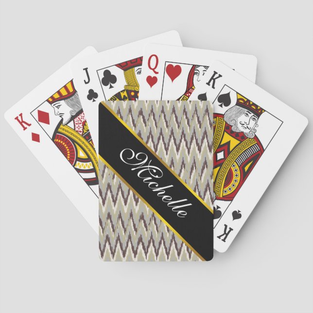Jeu De Cartes Café et Sage iKat ZigZag Motif (dos)