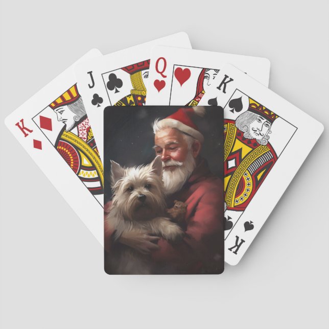Jeu De Cartes Cairn Terrier Avec Noël Festif Du Père Noël (dos)