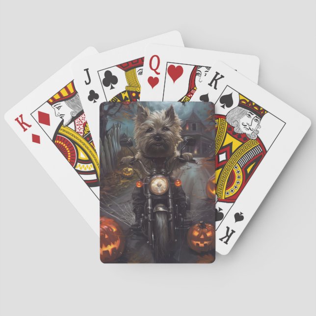 Jeu De Cartes Cairn Terrier équitation moto Halloween effrayant (dos)