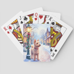 Jeu De Cartes Cairn Terrier Lampe de Noël Village de Noël