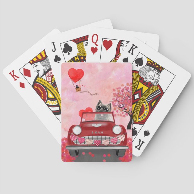 Jeu De Cartes Cairn Terrier voiture avec coeur Valentine's (dos)