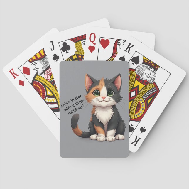 Jeu De Cartes Calico Kitten Whimsical avec attitude (dos)