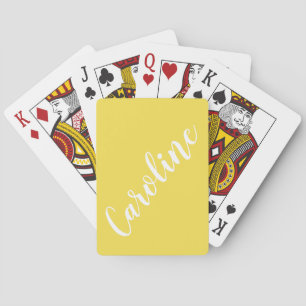 Jeu De Cartes Calligraphie Chic Personnalisée Nom Été Jaune